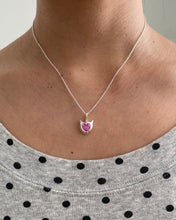 Load image into Gallery viewer, (made-to-order) pink sapphire devil heart necklace