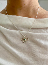 Load image into Gallery viewer, dainty emerald bow necklace
