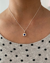 Load image into Gallery viewer, deep blue spinel heart cushion necklace
