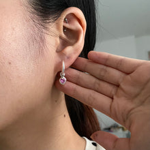 Load image into Gallery viewer, (made-to-order) chunky pink sapphire heart earrings
