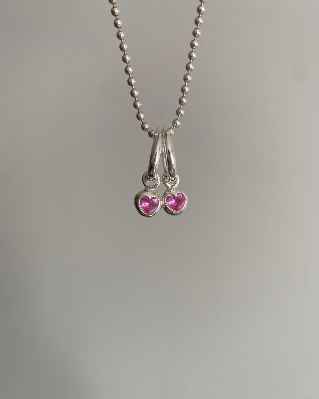 (made-to-order) chunky pink sapphire heart earrings