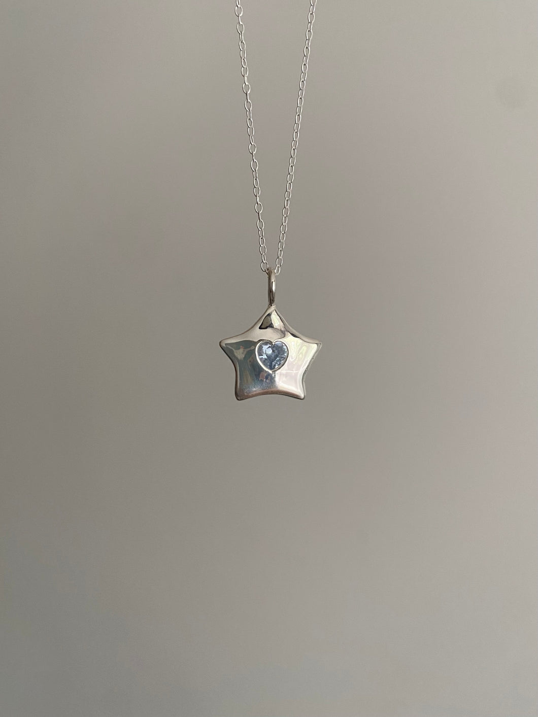 baby blue heart star necklace