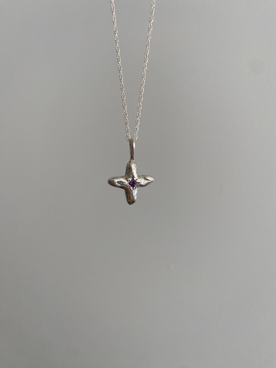 chunky cross amethyst pendant
