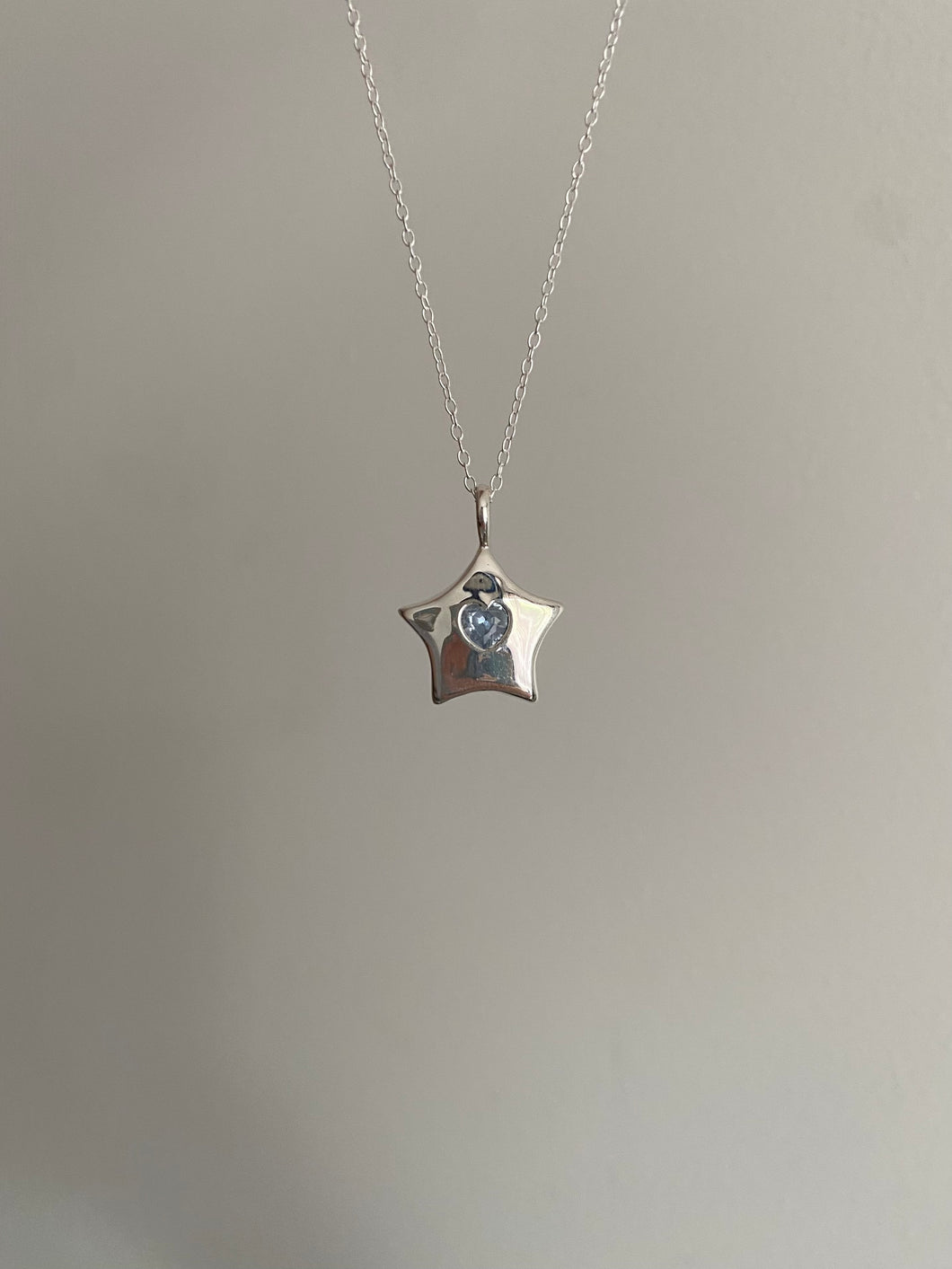 baby blue heart star necklace