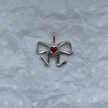 Load image into Gallery viewer, dainty ruby heart bow necklace
