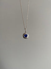 Load image into Gallery viewer, dark blue sapphire cushion necklace
