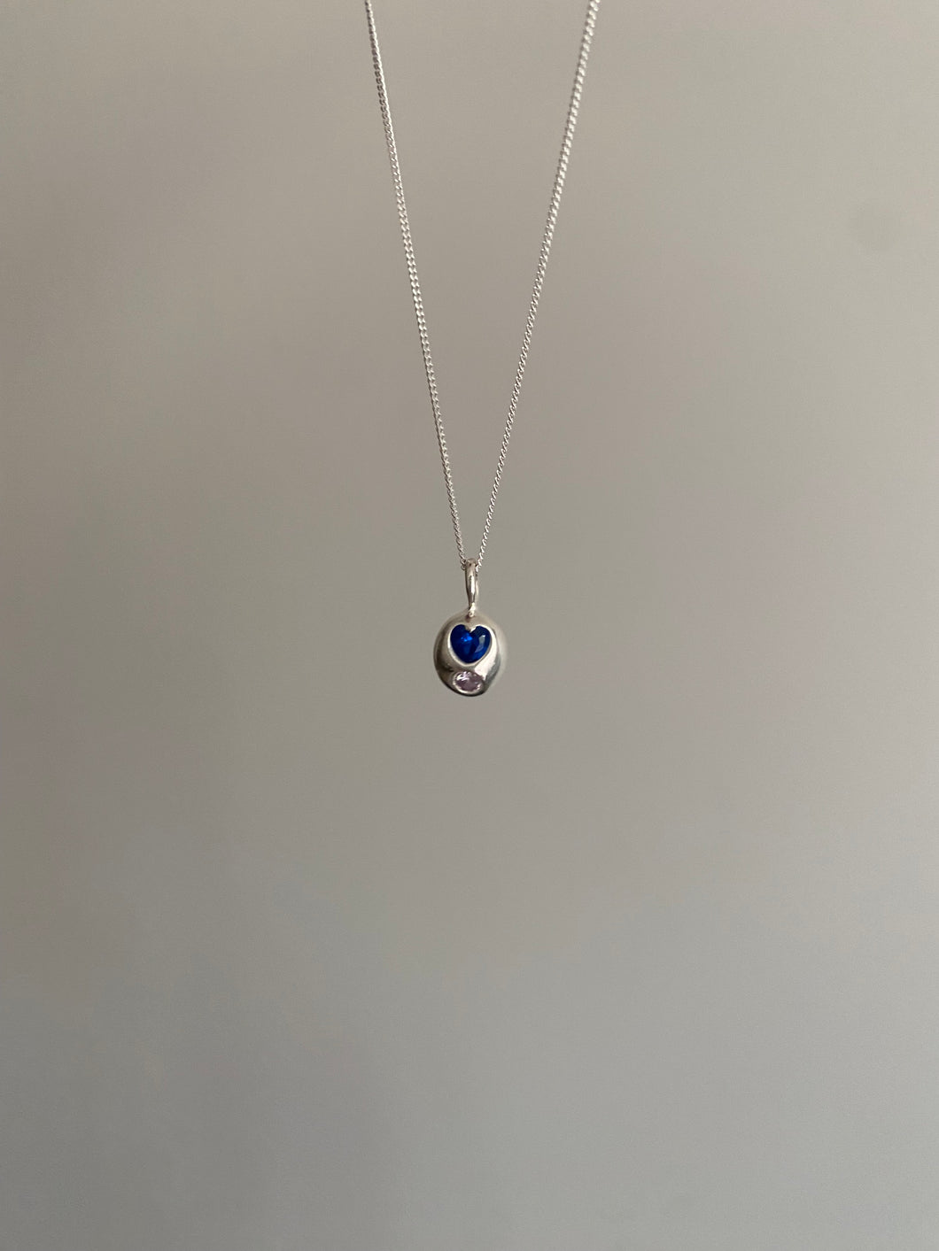blue spinel heart drop necklace