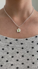 Load and play video in Gallery viewer, chunky peridot cabochon star pendant

